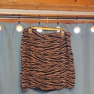 Josephine Chaus Black and Tan Animal Print Mini Skirt